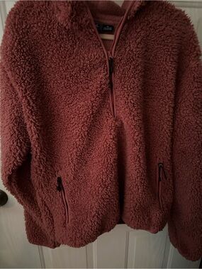 Pulse Rose Brown Sherpa Zip-Up Hoodie